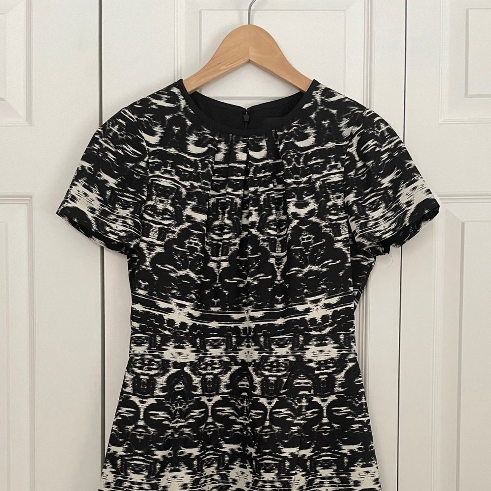 J. Crew Blurred Ikat Dress in Navy and White